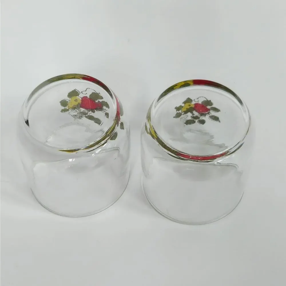 Vintage 1970s Mid Century Strawberry Fields Juice or Rocks Glasses - Pair